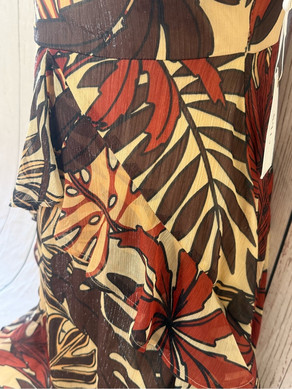 Tropical Tiered Maxi Dress in Brown & Red - Picture 4 of 6